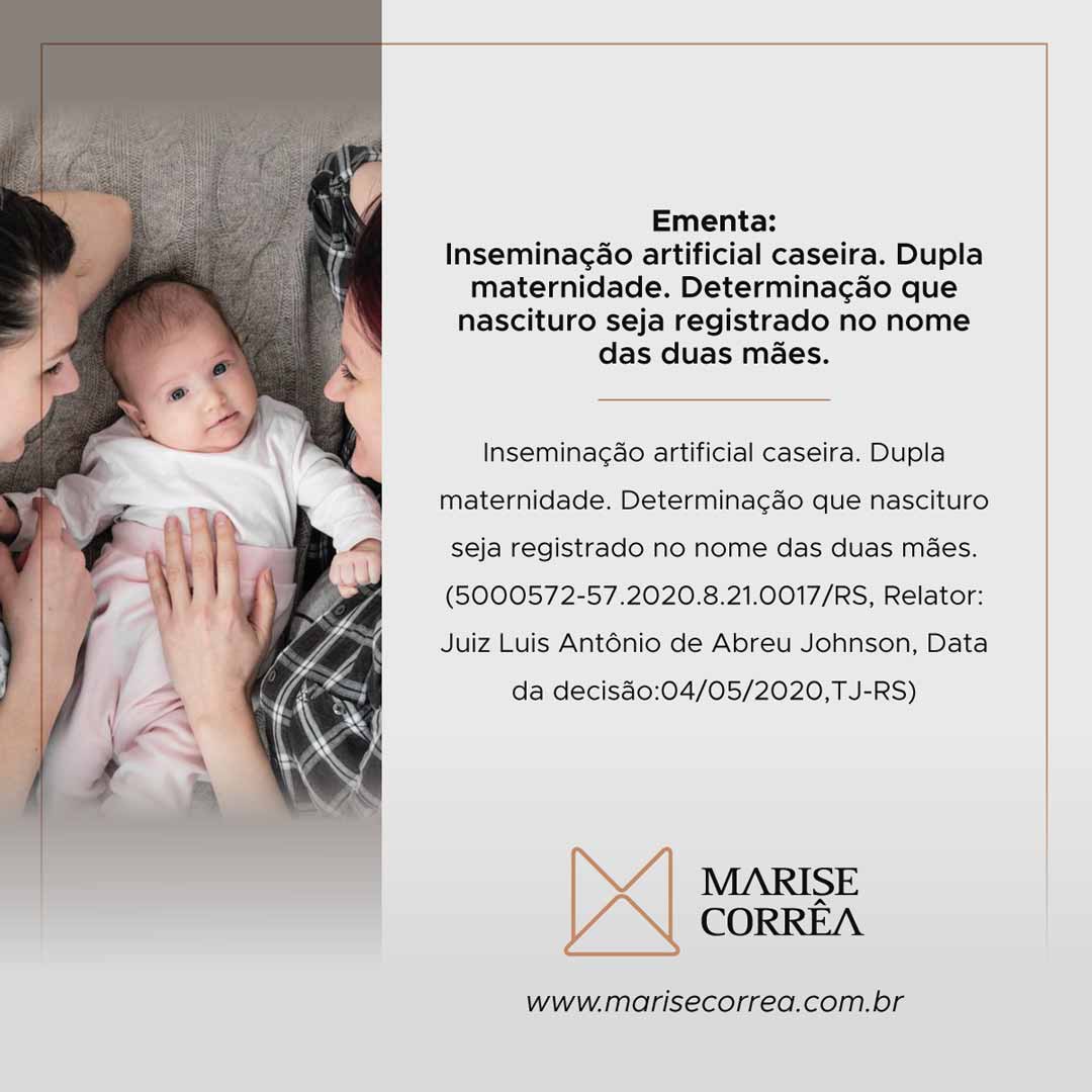 No momento, você está visualizando Inseminação artificial caseira. Dupla maternidade. Determinação que nascituro seja registrado no nome das duas mães.